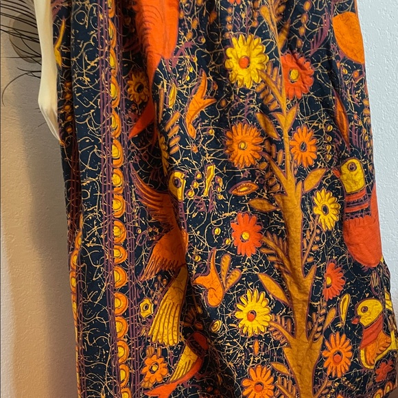 Vintage 60’s /70’s Mexican tree of life floral Skirt - Orange and Black - Picture 3 of 5